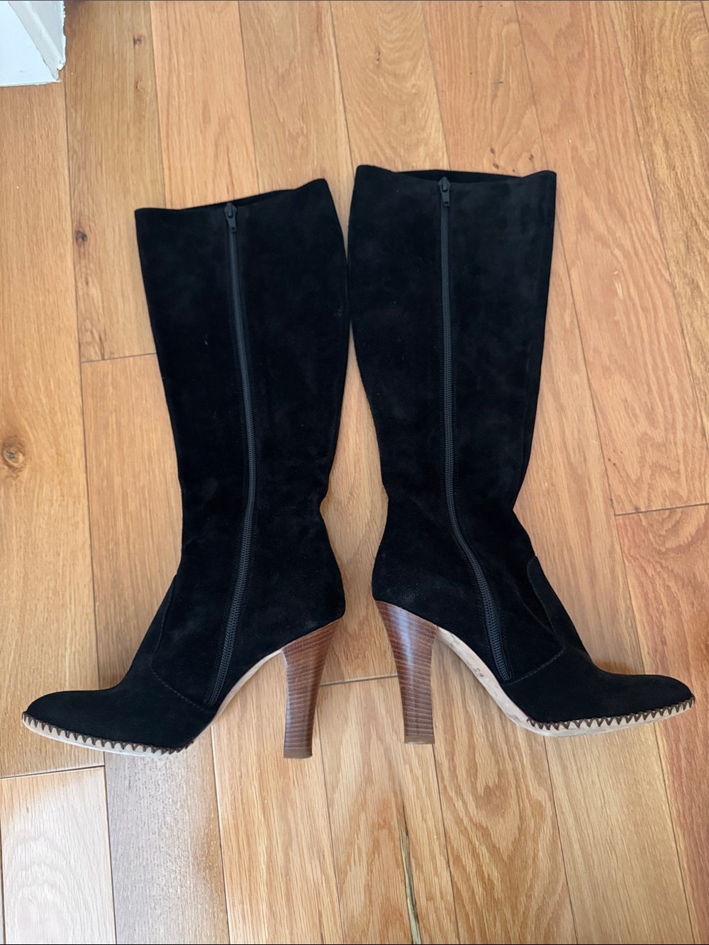 Marc Jacobs Black Suede Knee-High Wedge Boots